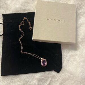 Freida Rothman Gold Necklace with Amethyst Pendant